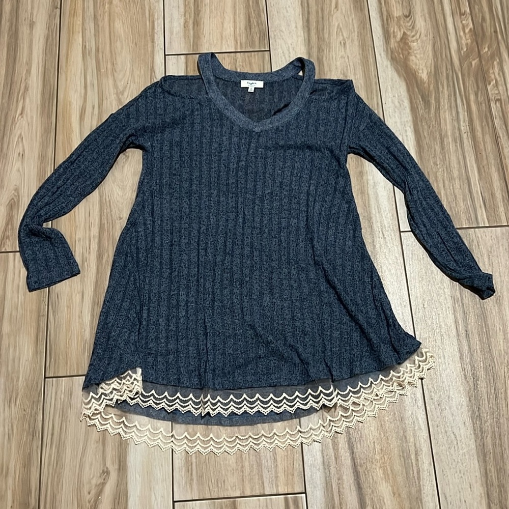 Hayden Long Sleeve Cold Shoulder Dress with Lavender detail